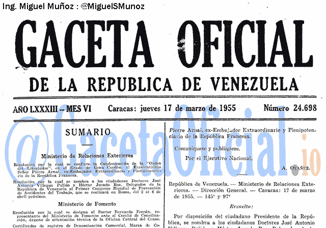 Gaceta Oficial 24698 del 17 Marzo 1955