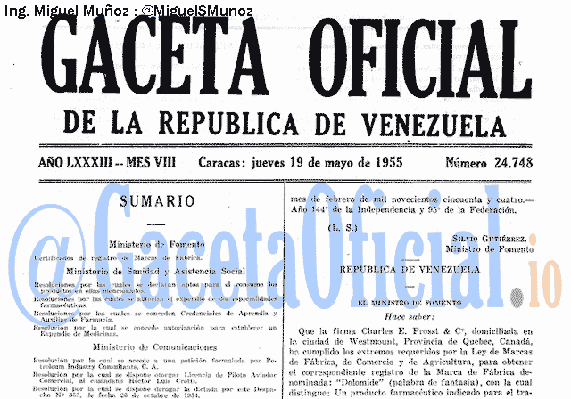 Gaceta Oficial 24748 del 19 Mayo 1955