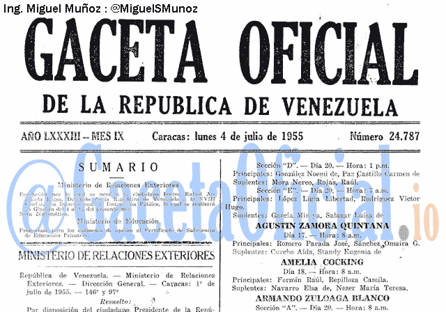 Gaceta Oficial 24787 del 4 Julio 1955