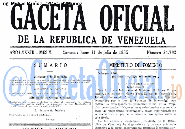 Gaceta Oficial 24792 del 11 Julio 1955