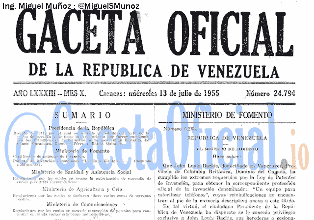 Gaceta Oficial 24794 del 13 Julio 1955