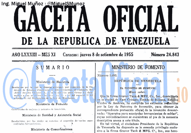 Gaceta Oficial 24843 del 8 Septiembre 1955