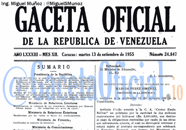 Gaceta Oficial 24847 del 13 Septiembre 1955