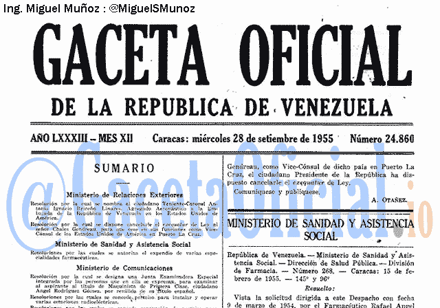 Gaceta Oficial 24860 del 28 Septiembre 1955