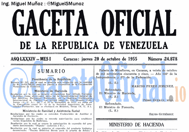 Gaceta Oficial 24878 del 20 Octubre 1955