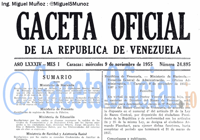 Gaceta Oficial 24895 del 9 Noviembre 1955