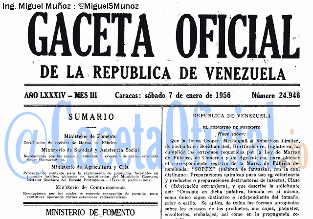 Gaceta Oficial 24946 del 7 Enero 1956