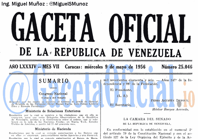 Gaceta Oficial 25046 del 9 Mayo 1956