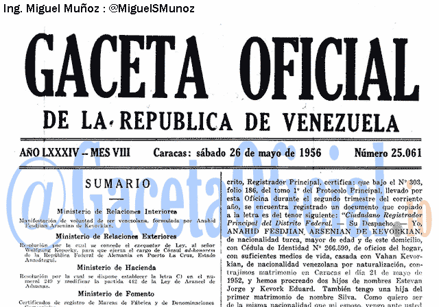 Gaceta Oficial 25061 del 26 Mayo 1956