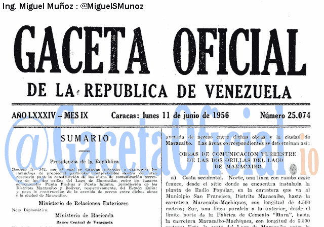 Gaceta Oficial 25074 del 11 Junio 1956