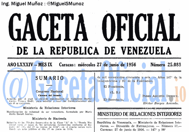 Gaceta Oficial 25088 del 27 Junio 1956