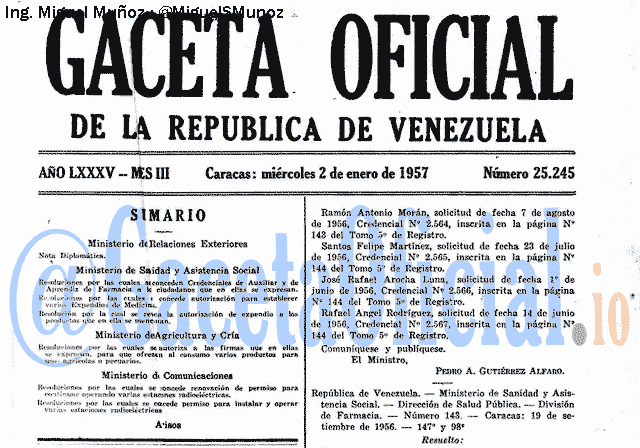 Gaceta Oficial 25245 del 2 Enero 1957