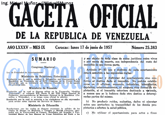 Gaceta Oficial 25383 del 17 Junio 1957