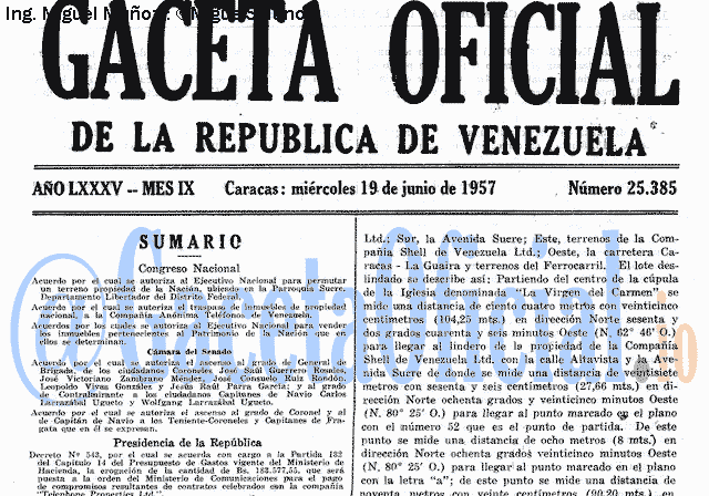 Gaceta Oficial 25385 del 19 Junio 1957