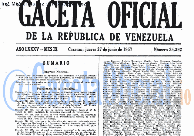 Gaceta Oficial 25392 del 27 Junio 1957
