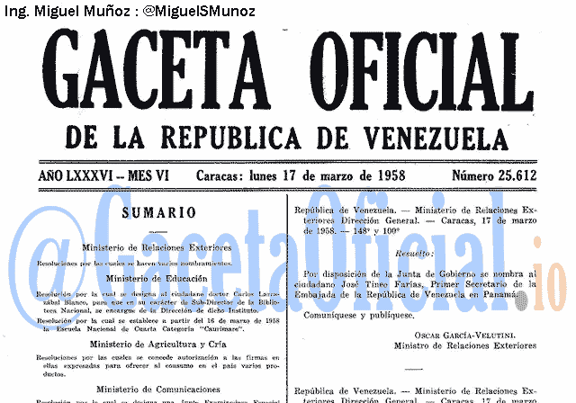 Gaceta Oficial 25612 del 17 Marzo 1958