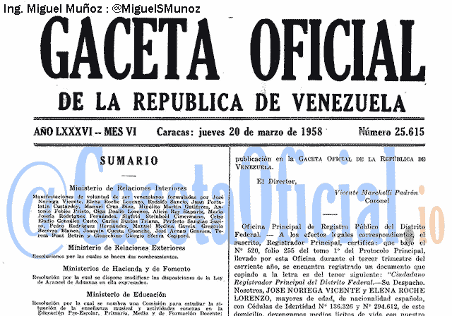 Gaceta Oficial 25615 del 20 Marzo 1958