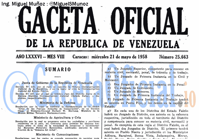 Gaceta Oficial 25663 del 21 Mayo 1958