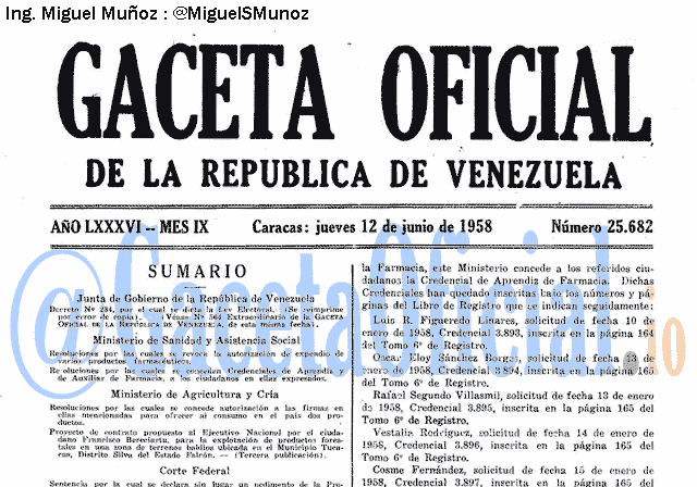Gaceta Oficial 25682 del 12 Junio 1958