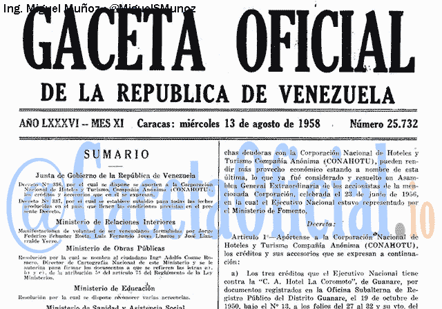Gaceta Oficial 25732 del 13 Agosto 1958
