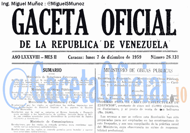 Gaceta Oficial 26131 del 7 Diciembre 1959