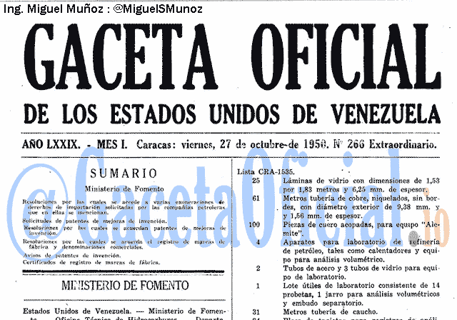 Gaceta Oficial 266 del 27 Octubre 1950