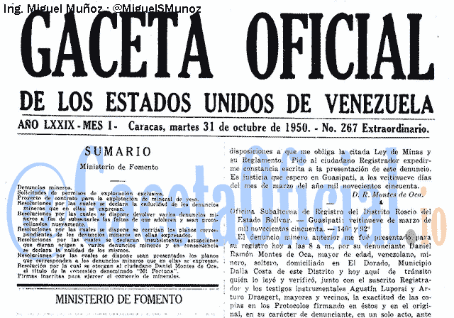 Gaceta Oficial 267 del 31 Octubre 1950