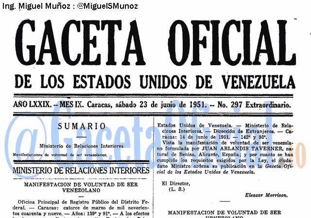 Gaceta Oficial 297 del 23 Junio 1951