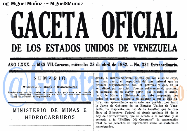 Gaceta Oficial 331 del 23 Abril 1952