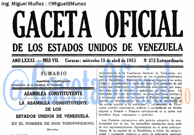 Gaceta Oficial 372 del 15 Abril 1953