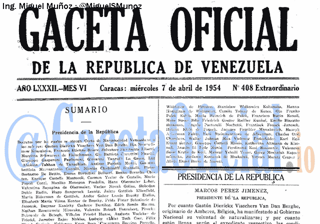 Gaceta Oficial 408 del 7 Abril 1954