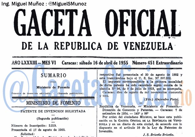 Gaceta Oficial 451 del 16 Abril 1955