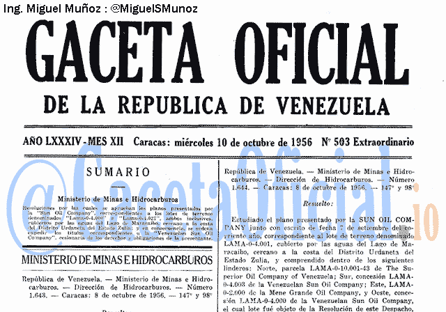 Gaceta Oficial 503 del 10 Octubre 1956