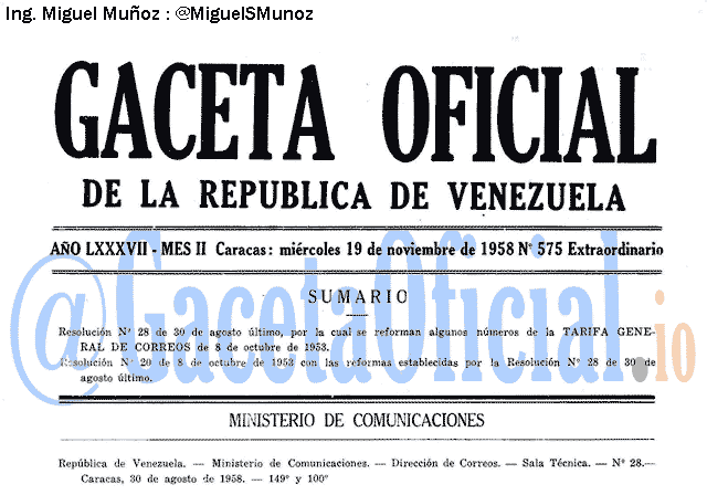 Gaceta Oficial 575 del 19 Noviembre 1958