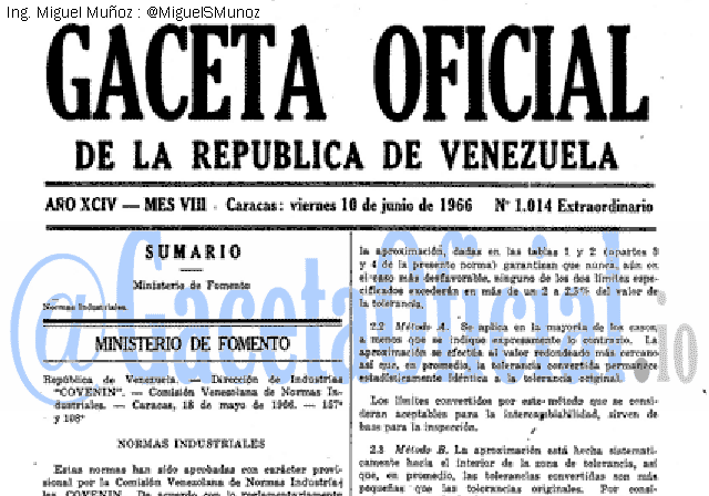 Gaceta Oficial 1014 del 10 Junio 1966