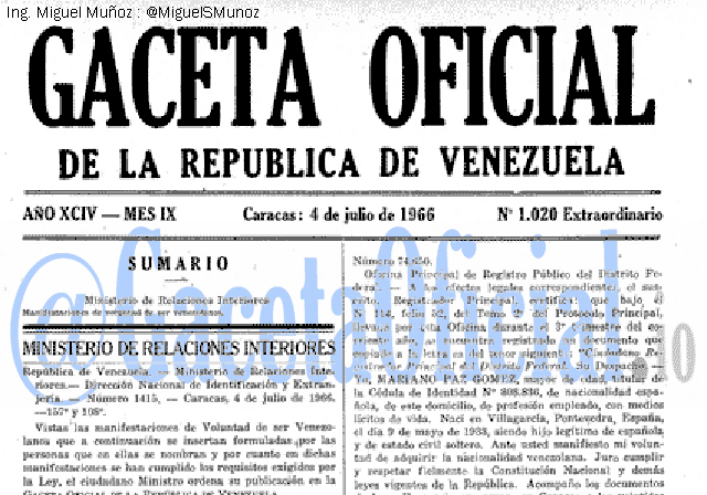 Gaceta Oficial 1020 del 4 Julio 1966