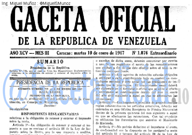 Gaceta Oficial 1076 del 10 Enero 1967