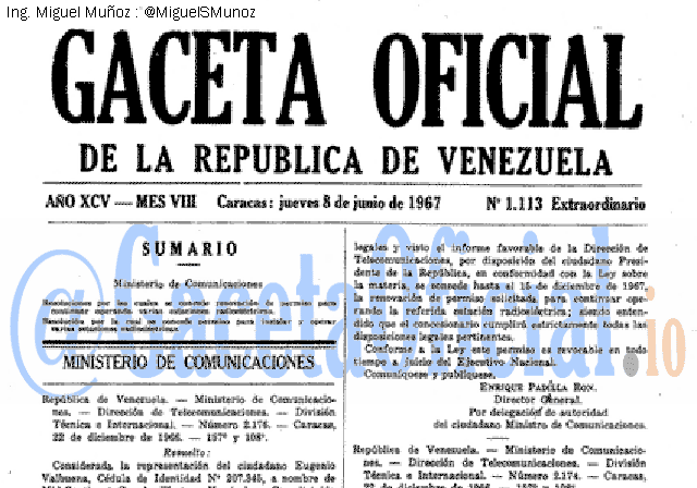 Gaceta Oficial 1113 del 8 Junio 1967