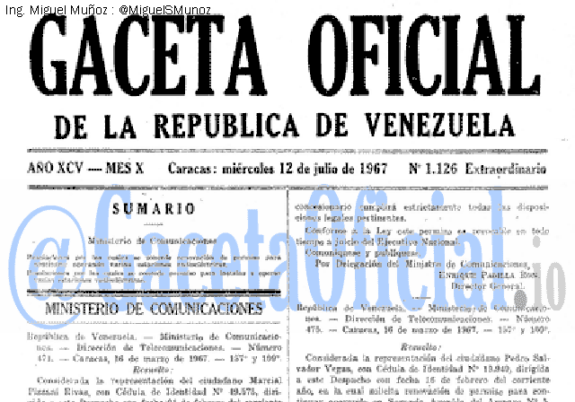 Gaceta Oficial 1126 del 12 Julio 1967