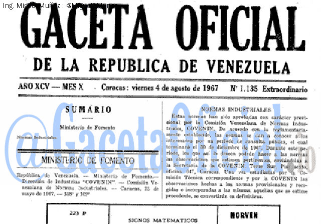 Gaceta Oficial 1135 del 4 Agosto 1967