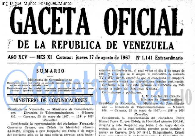 Gaceta Oficial 1141 del 17 Agosto 1967