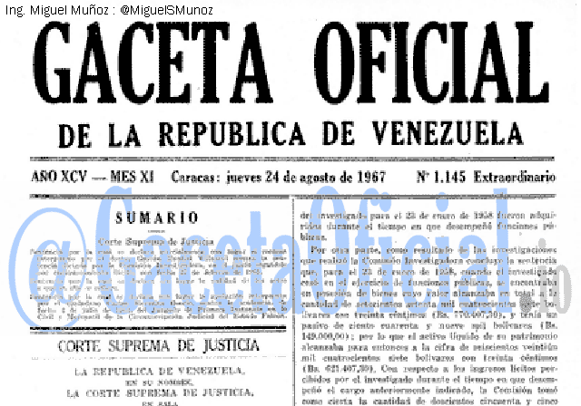 Gaceta Oficial 1145 del 24 Agosto 1967