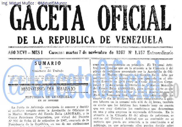 Gaceta Oficial 1157 del 7 Noviembre 1967