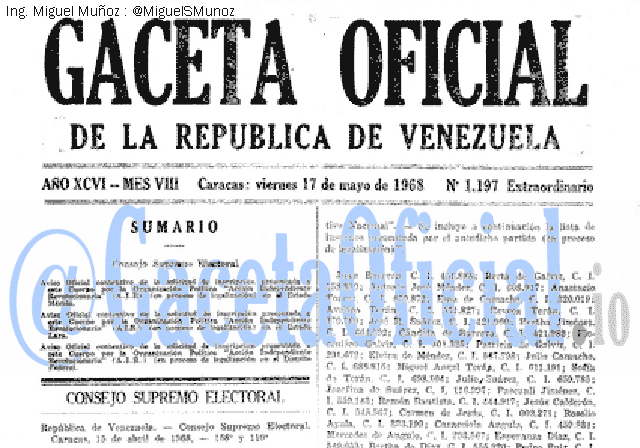 Gaceta Oficial 1197 del 17 Mayo 1968