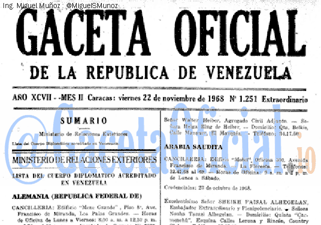Gaceta Oficial 1251 del 22 Noviembre 1968