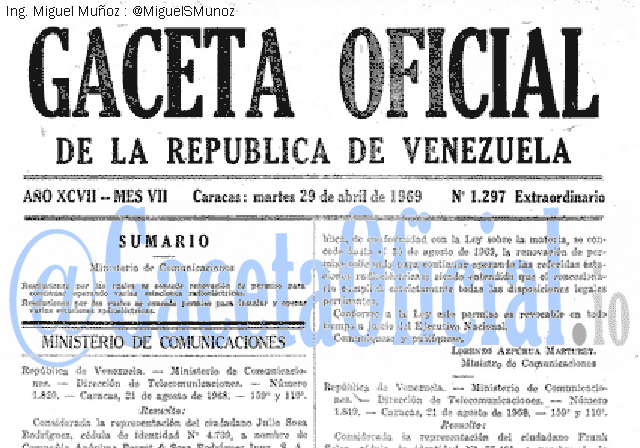 Gaceta Oficial 1297 del 29 Abril 1969