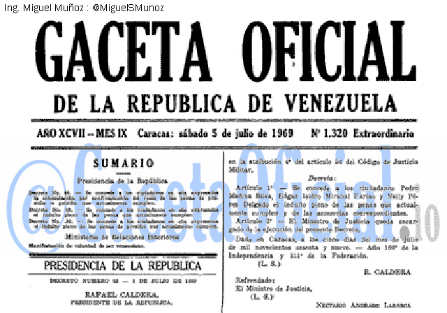 Gaceta Oficial 1320 del 5 Julio 1969