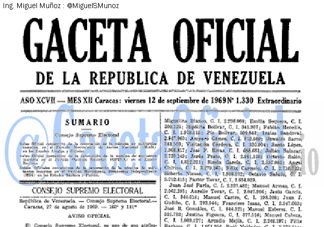 Gaceta Oficial 1330 del 12 Septiembre 1969