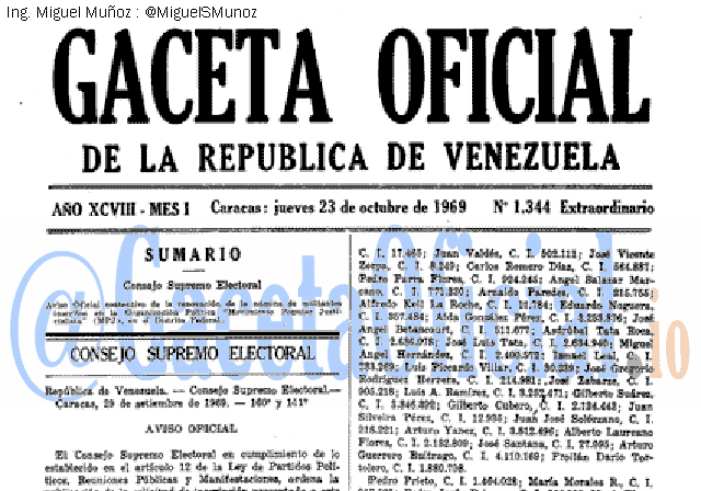 Gaceta Oficial 1344 del 23 Octubre 1969