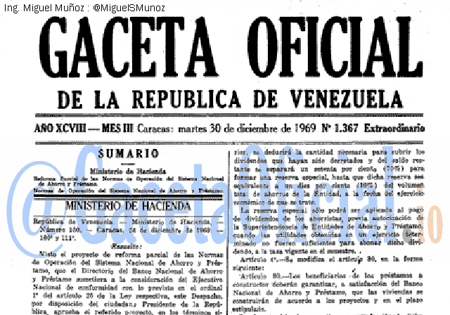Gaceta Oficial 1367 del 30 Diciembre 1969